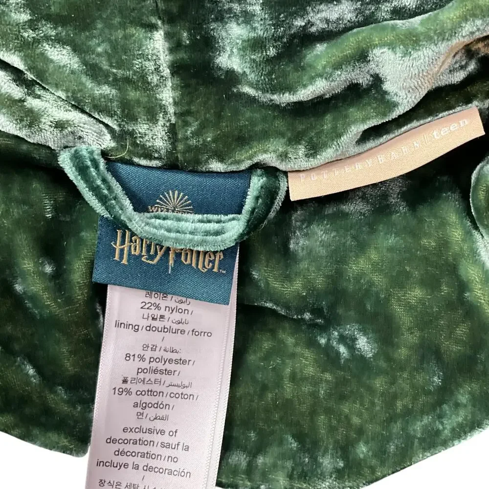 Pottery Barn Teen Slytherin Robe Kids Medium Green Velvet Harry Potter Belted